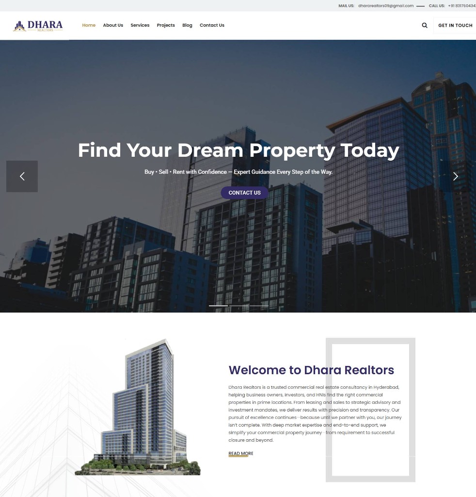 Dhara Realtors Real Estate Website