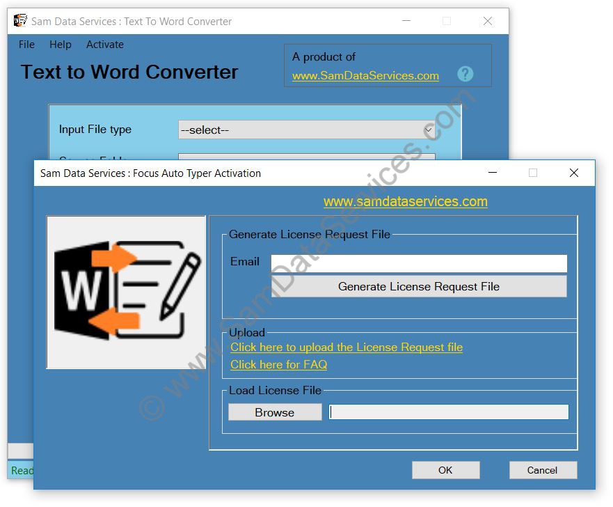 Text to Doc Converter activation window