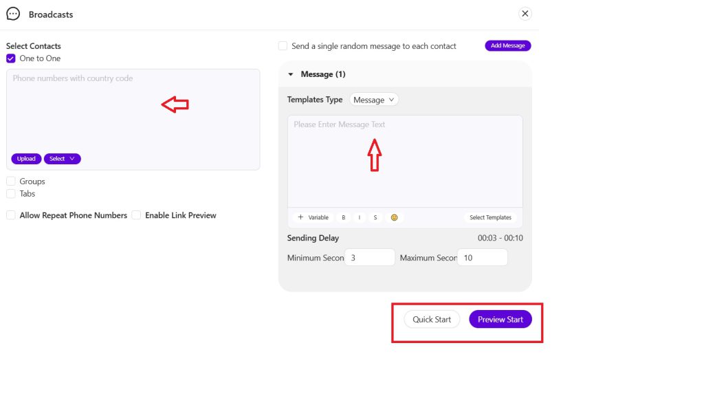 broadcast feature of crm