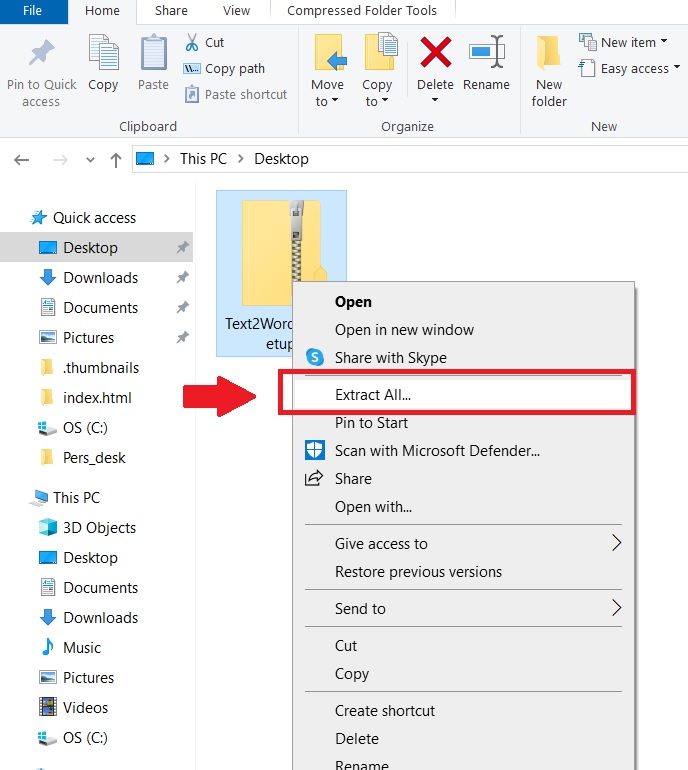 extraction process of zip file