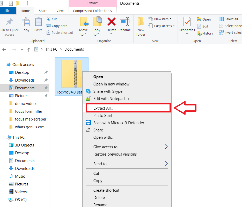 extract files of focus auto typer demo